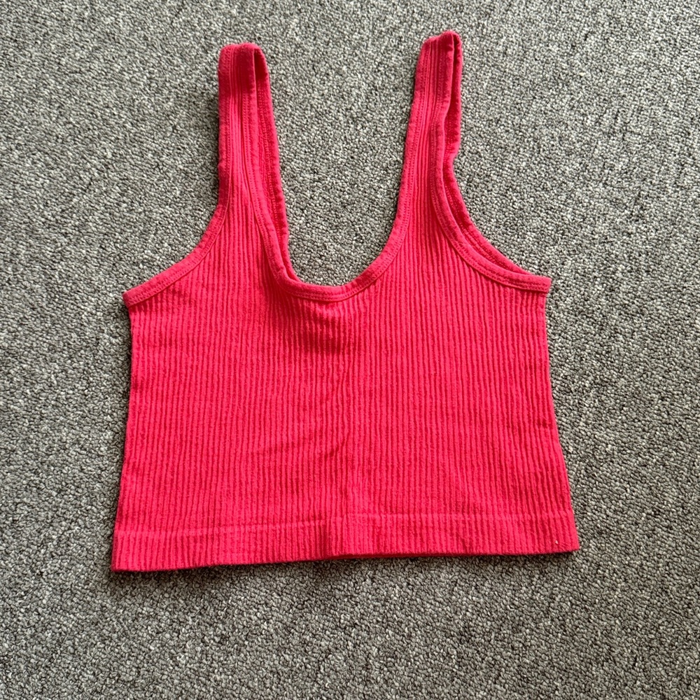 Pink/Red Ribbed Tank Top - Picture 2 of 3